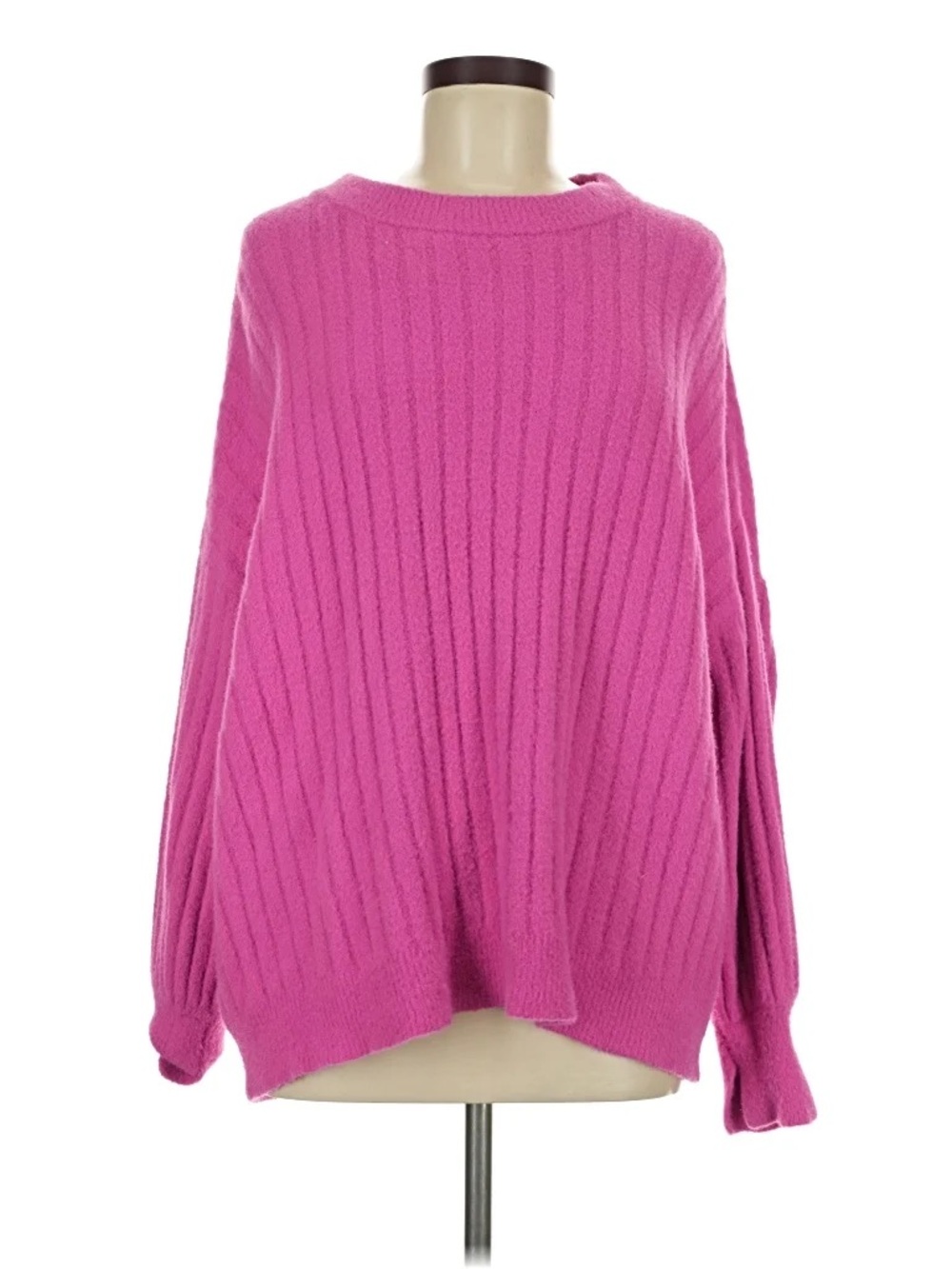 aerie Hot Pink Ribbed Crew Sweater